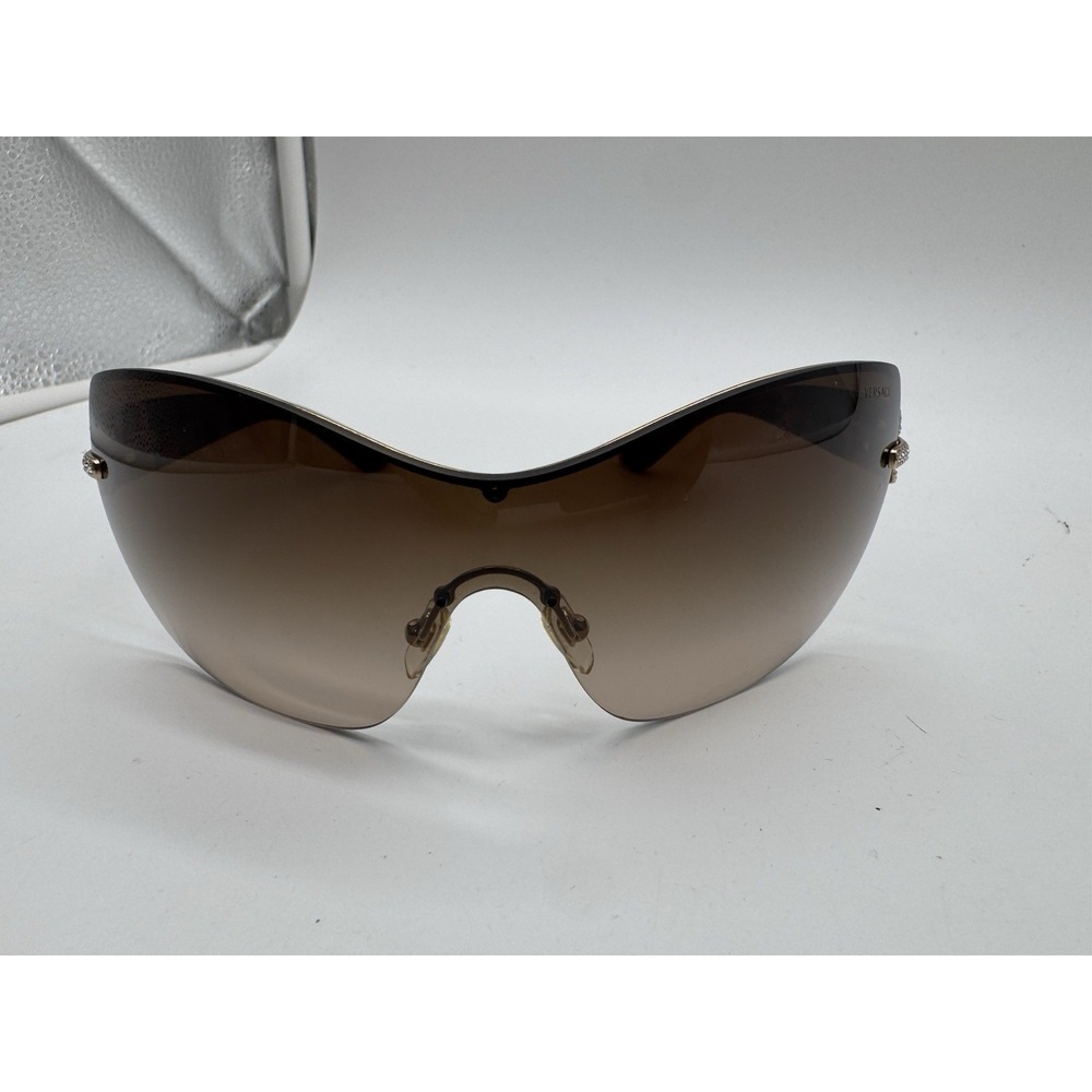 Authentic Versace MOD. 2156-B Sunglasses Gold/Havana Brown Gradient Shield Y2K